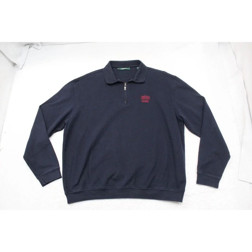Booby Jones Coca-Cola Tour Championship Zip Neck Polo‎ Sweater Navy Pima Mens XL